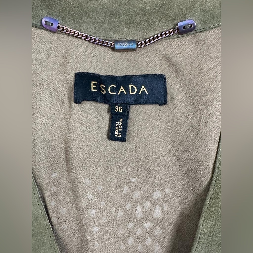 Escada Women's 100% Leather Blazer - Green Cactus - Size 36 - Picture 3 of 8